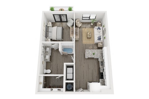 1 bed 1 bath floor plan A at LynnCora, Grand Prairie, TX